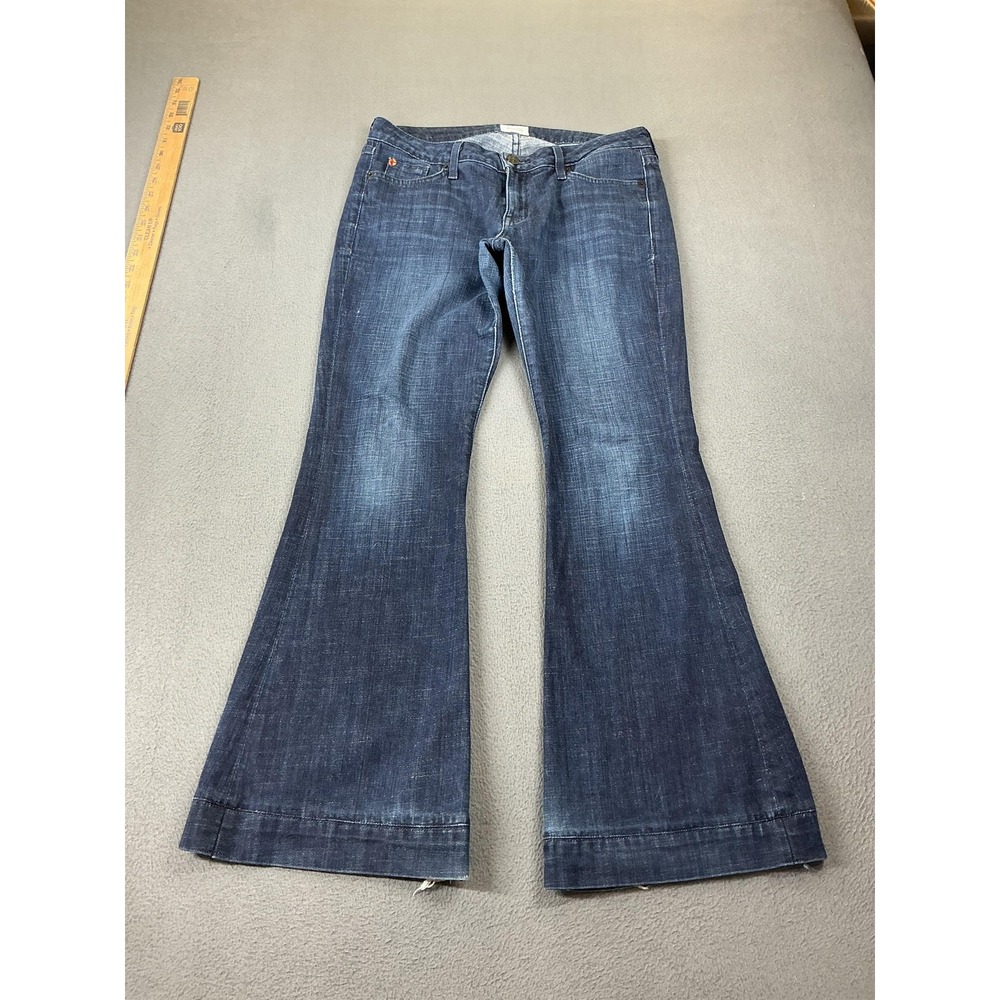 Hudson Jeans Womens 28 Blue Dark Wash Flared Slim Stretch Distressed Inseam 32